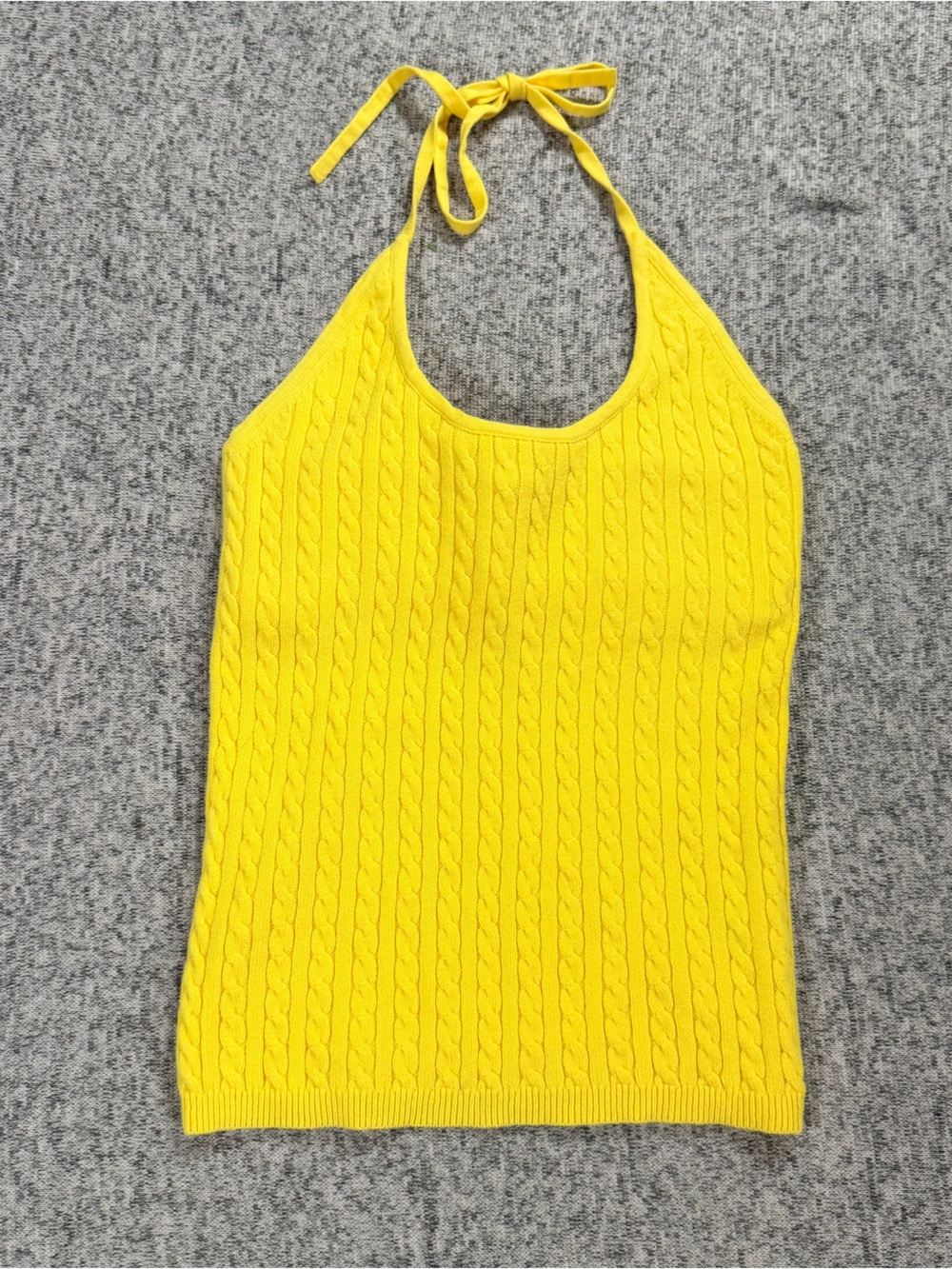 Vintage 90s GAP Yellow Cable-Knit Halter Tank Top with bra top